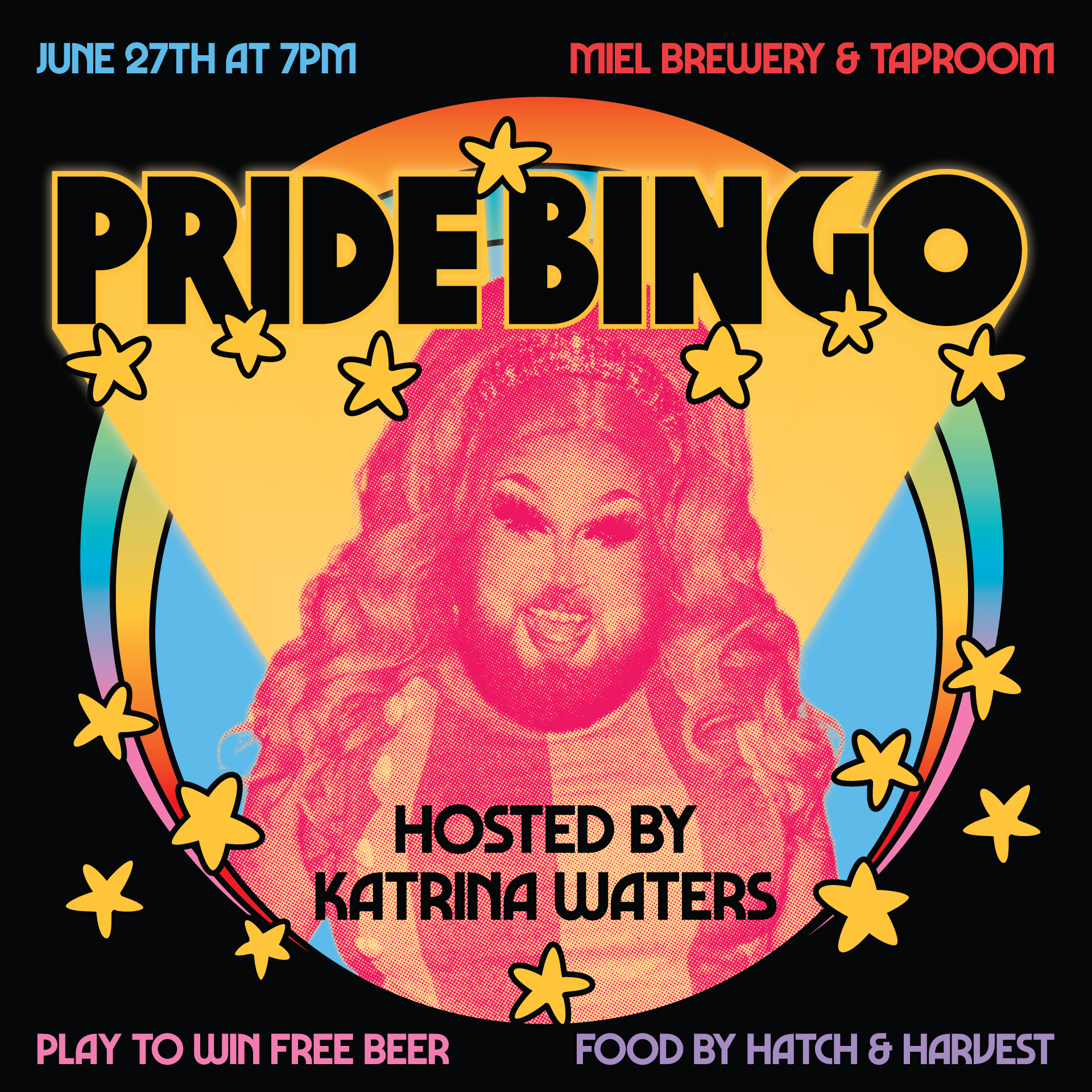 PRIDE BINGO with Katrina Waters at Miel Brewery square flyer