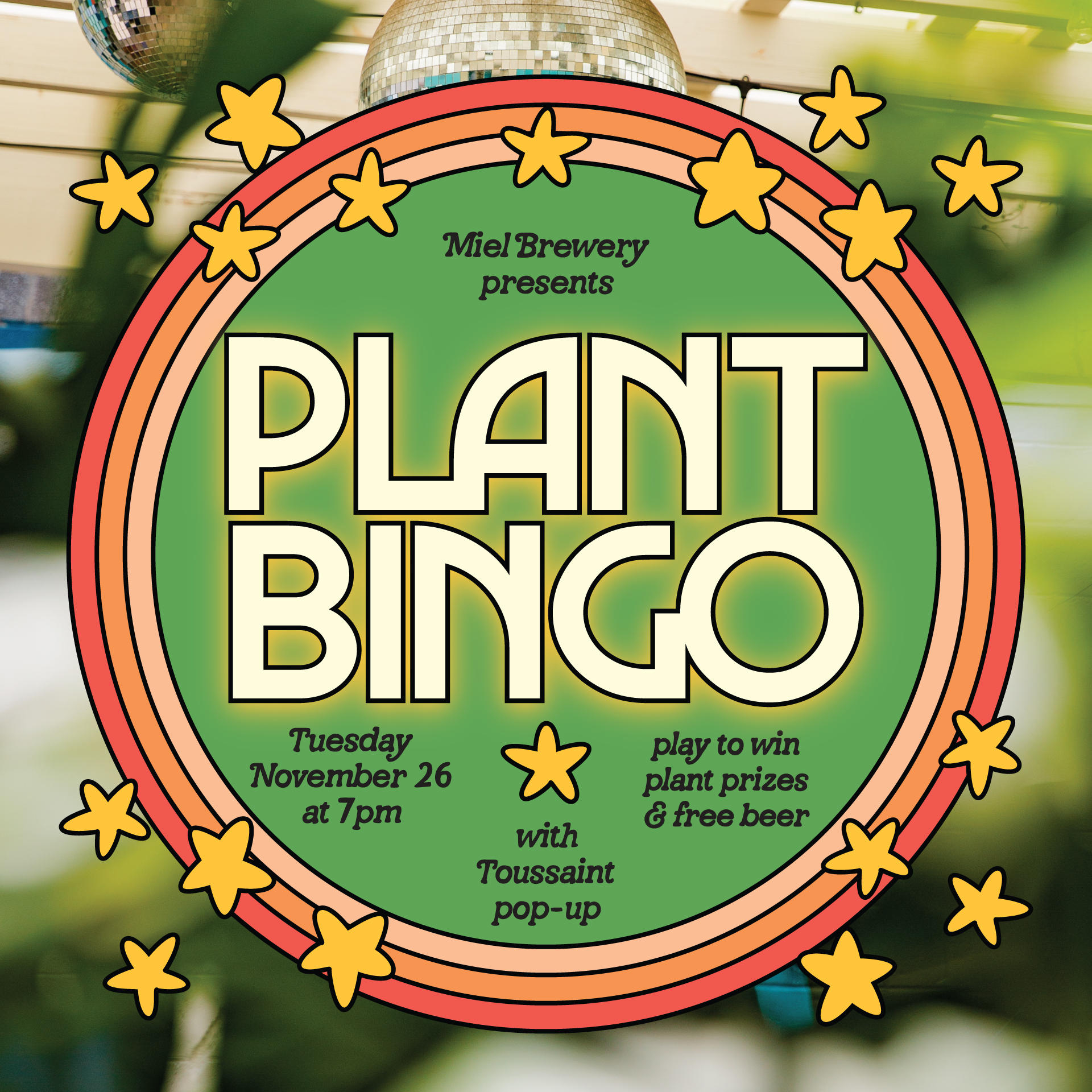 Plant Bingo at Miel Brewery November square flyer