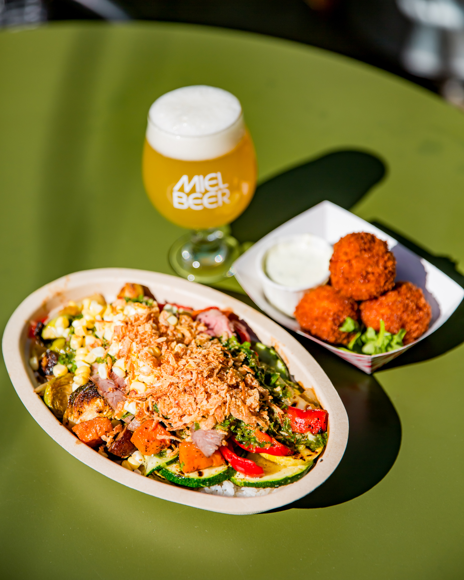 Hatch and Harvest food truck steak bowl and risotto balls